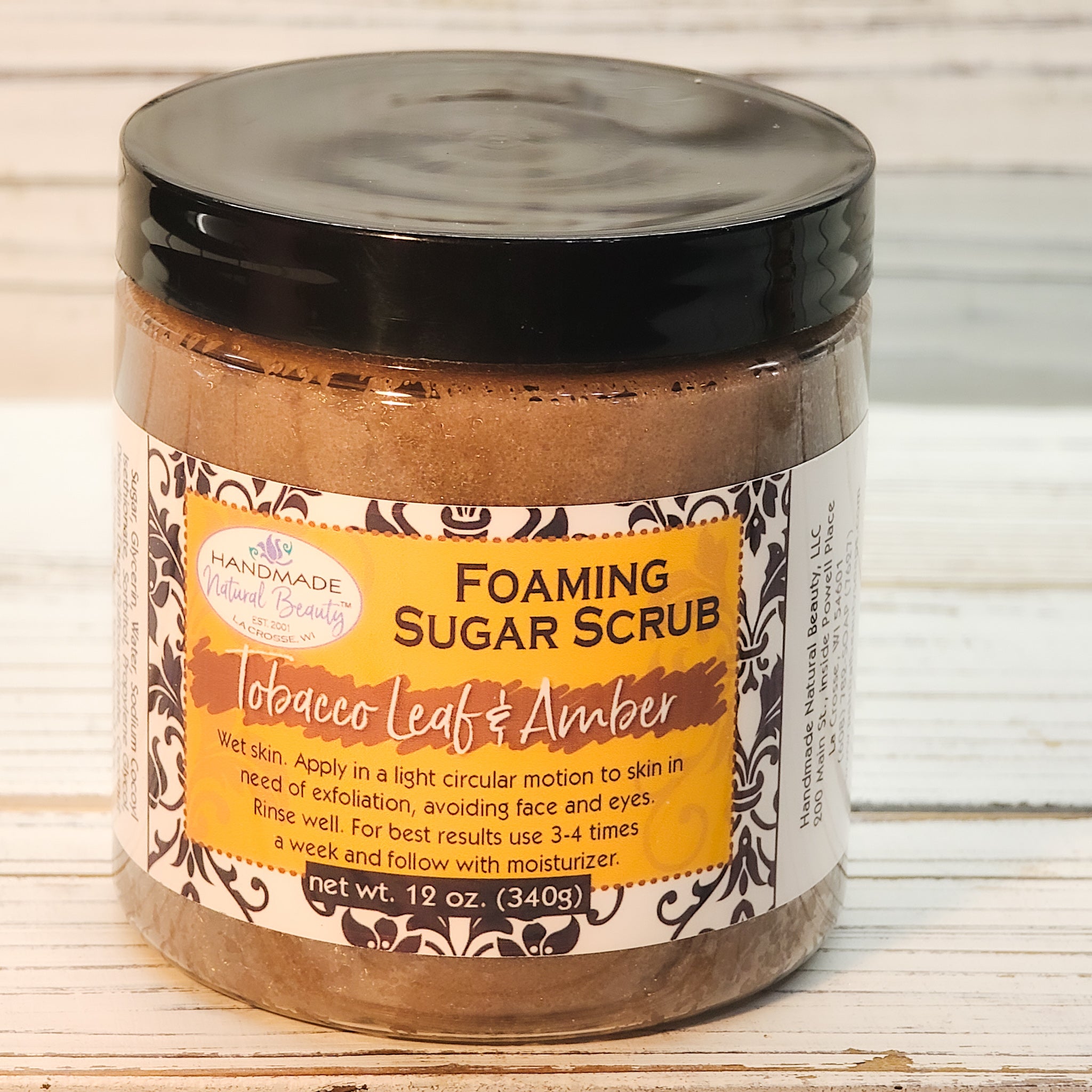 Foaming Sugar Scrub | Tobacco Leaf & Amber