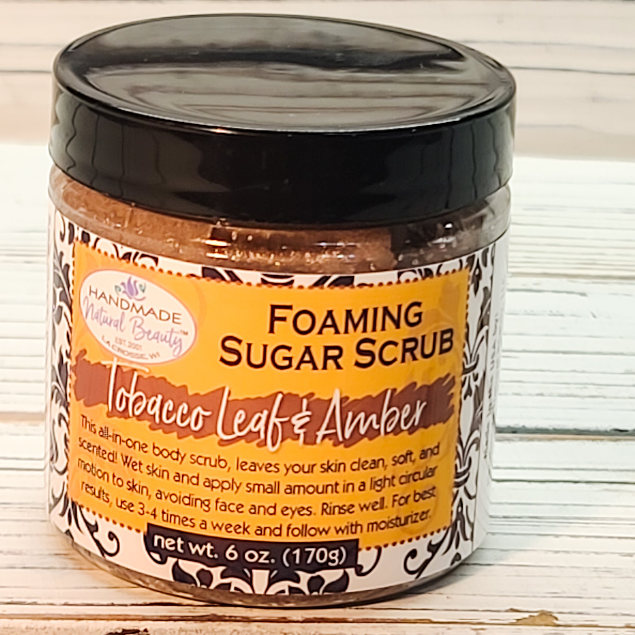 Foaming Sugar Scrub | Tobacco Leaf & Amber