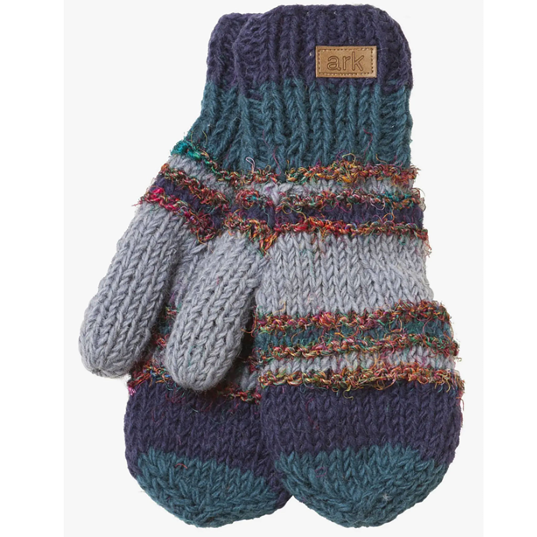 Swool Stripe Mittens - Navy/Teal